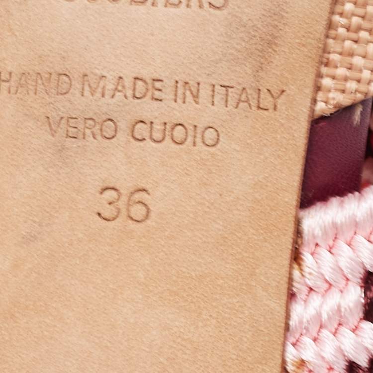 مملوكة مسبقًا Malone Souliers Brown/Pink Raffia and Fabric Maisie Mules Size 36