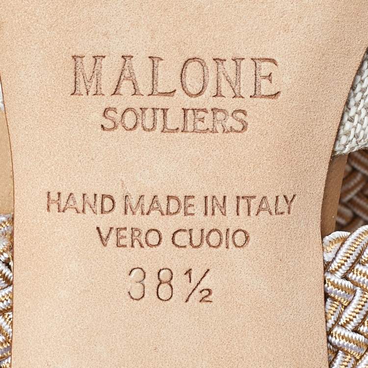 Pre Owned Malone Souliers Beige Canvas Maisie Mules Size 38.5