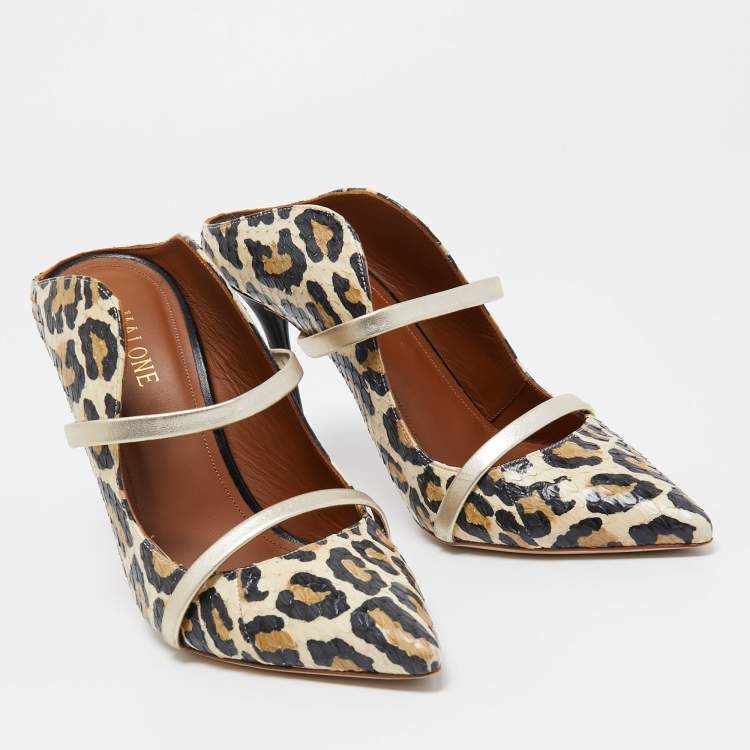 Pre Owned Malone Souliers Black/Cream Python Maureen Pumps Size 37