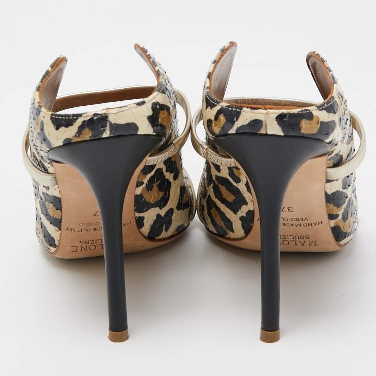 Pre Owned Malone Souliers Black/Cream Python Maureen Pumps Size 37