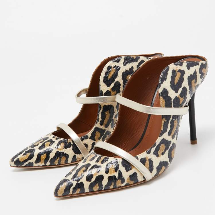 Pre Owned Malone Souliers Black/Cream Python Maureen Pumps Size 37