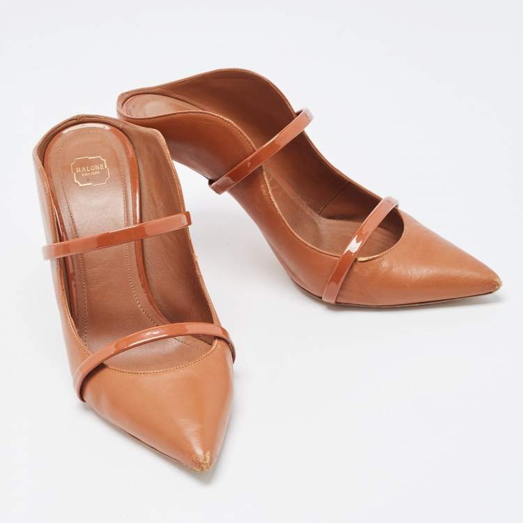 Pre Owned Malone Souliers Tan Leather Maureen Mules Size 39