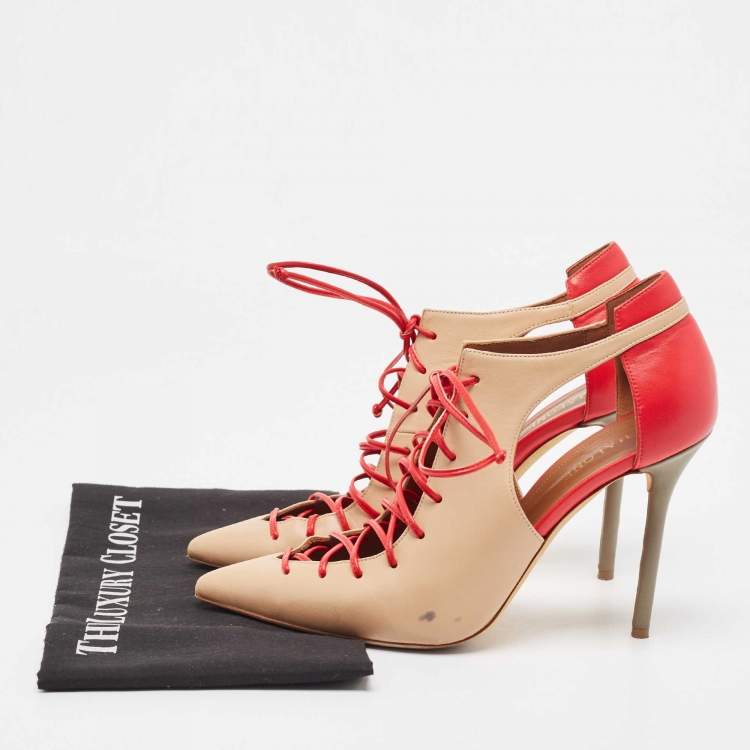 مملوكة مسبقًا Malone Souliers Tricolor Leather Montana Ankle Boots Size 40    