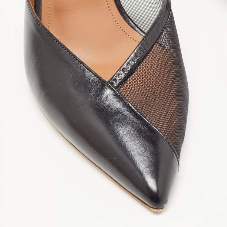 Pre Owned Malone Souliers Black Mesh and Leather Vita  Mules Size 41 