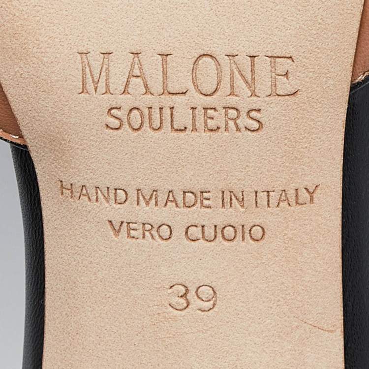 Pre Owned Malone Souliers Beige/Black Leather Imogen Mules Size 39