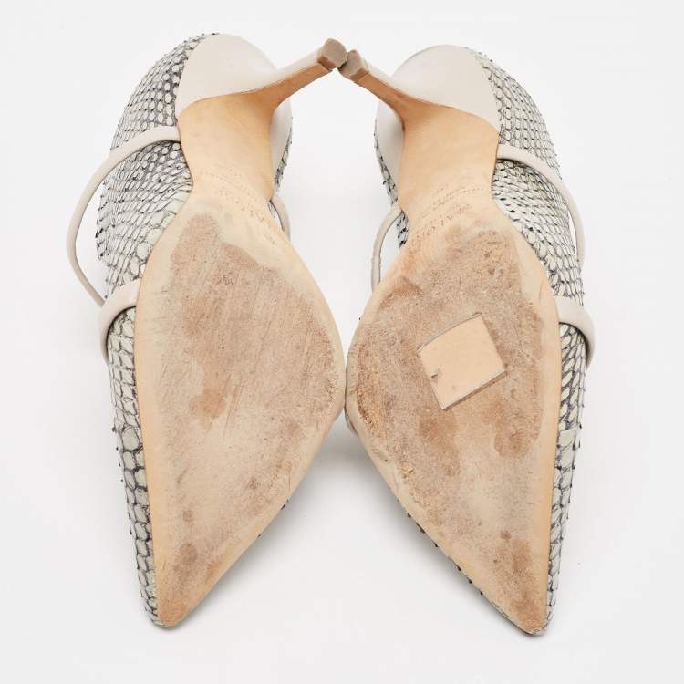 Pre Owned Malone Souliers Grey Python Leather Maureen Sandals Size 36