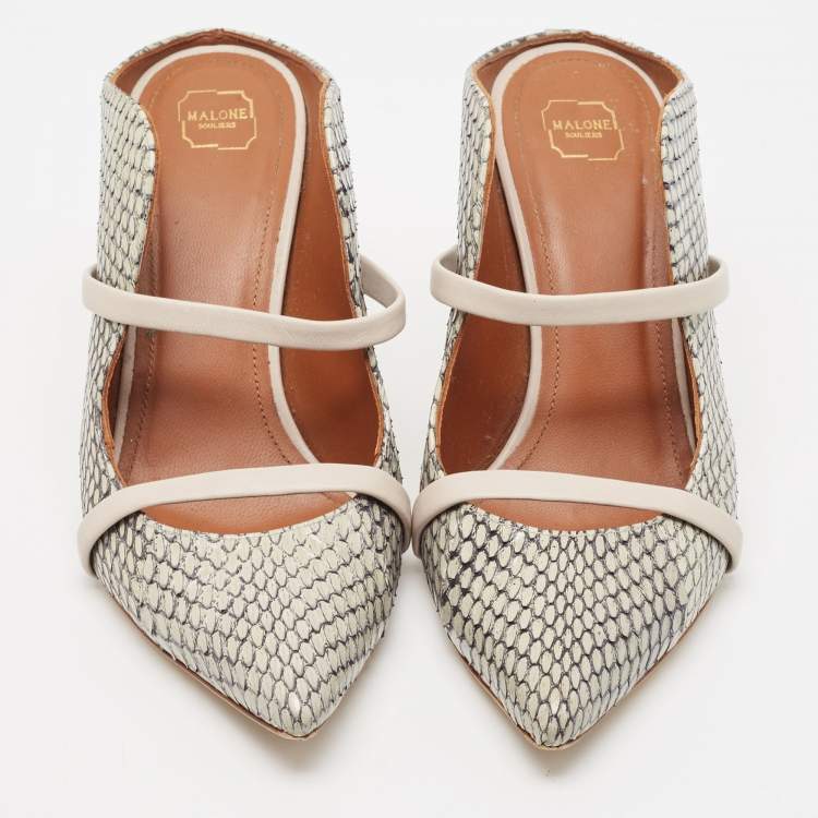 Pre Owned Malone Souliers Grey Python Leather Maureen Sandals Size 36