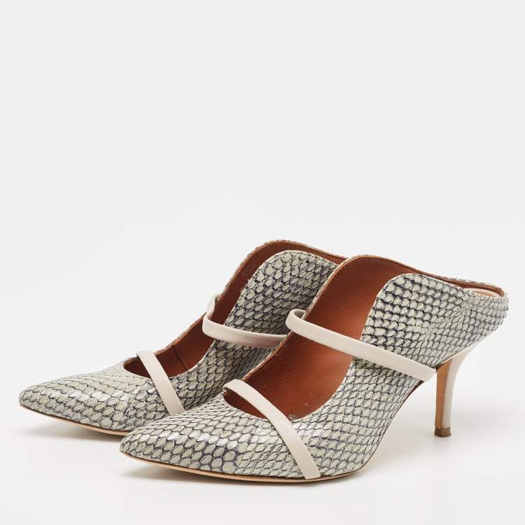 Pre Owned Malone Souliers Grey Python Leather Maureen Sandals Size 36
