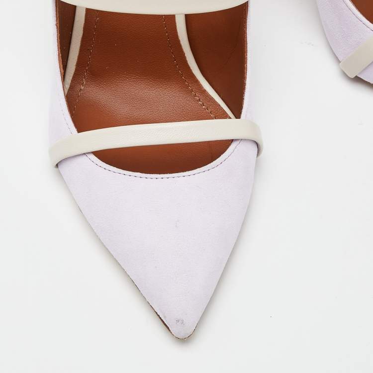 مملوكة مسبقًا Malone Souliers Lilac/Cream Suede and Leather Maureen Mules Size 37