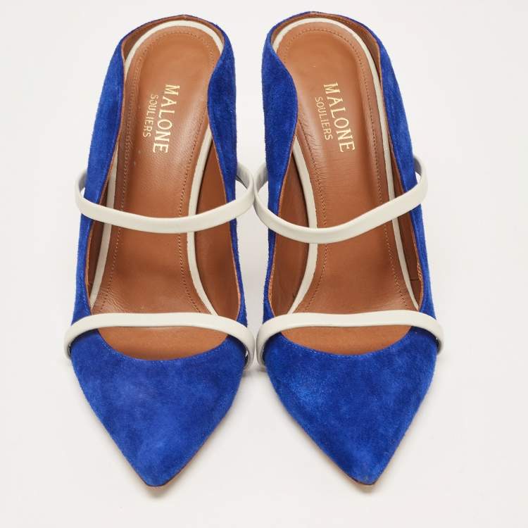 Pre Owned Malone Souliers Blue Suede and Leather Maureen  Pumps Size 39