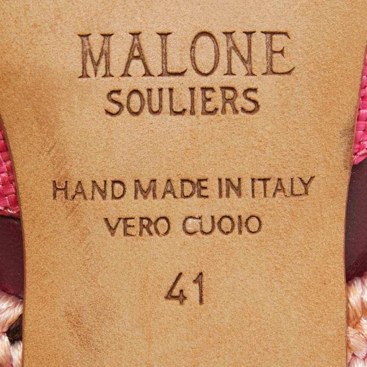Pre Owned Malone Souliers Pink Woven Raffia Maisie Mules Size 41