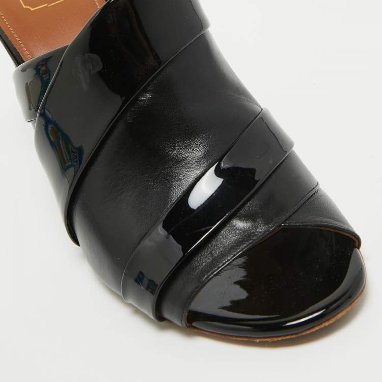 Pre Owned Malone Souliers Black Leather Laney Slip On Sandals Size 38
