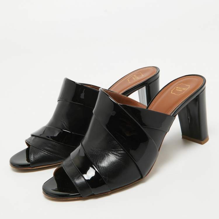 Pre Owned Malone Souliers Black Leather Laney Slip On Sandals Size 38