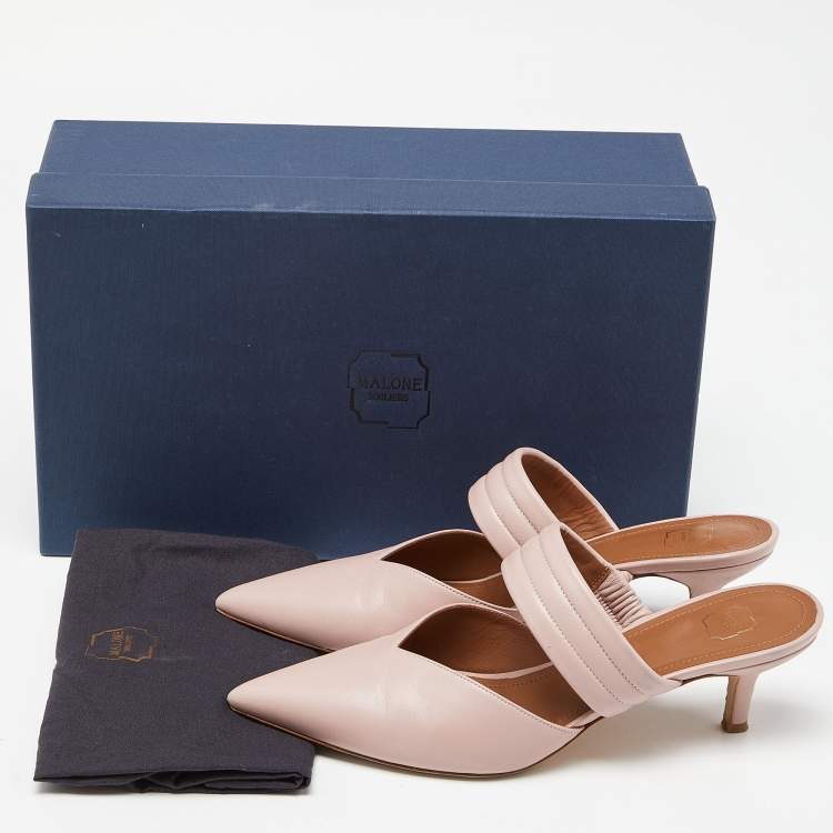 Pre Owned Malone Souliers Pink Leather Maisie Mules Size 39
