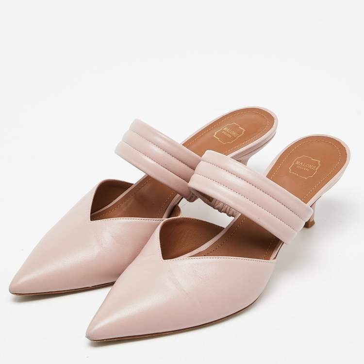 Pre Owned Malone Souliers Pink Leather Maisie Mules Size 39