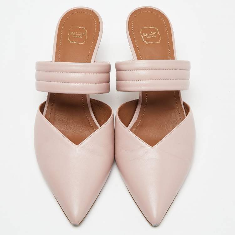 Pre Owned Malone Souliers Pink Leather Maisie Mules Size 39