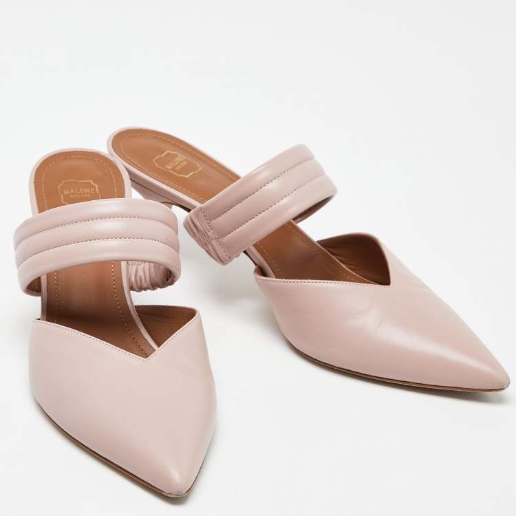 Pre Owned Malone Souliers Pink Leather Maisie Mules Size 39