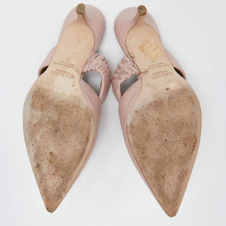 Pre Owned Malone Souliers Pink Leather Maisie Mules Size 39