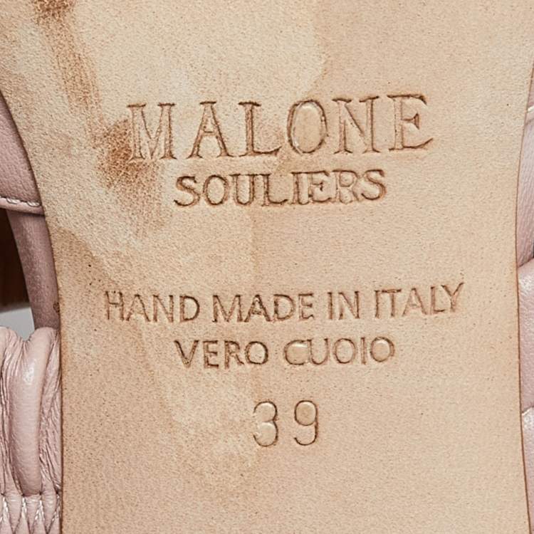 Pre Owned Malone Souliers Pink Leather Maisie Mules Size 39