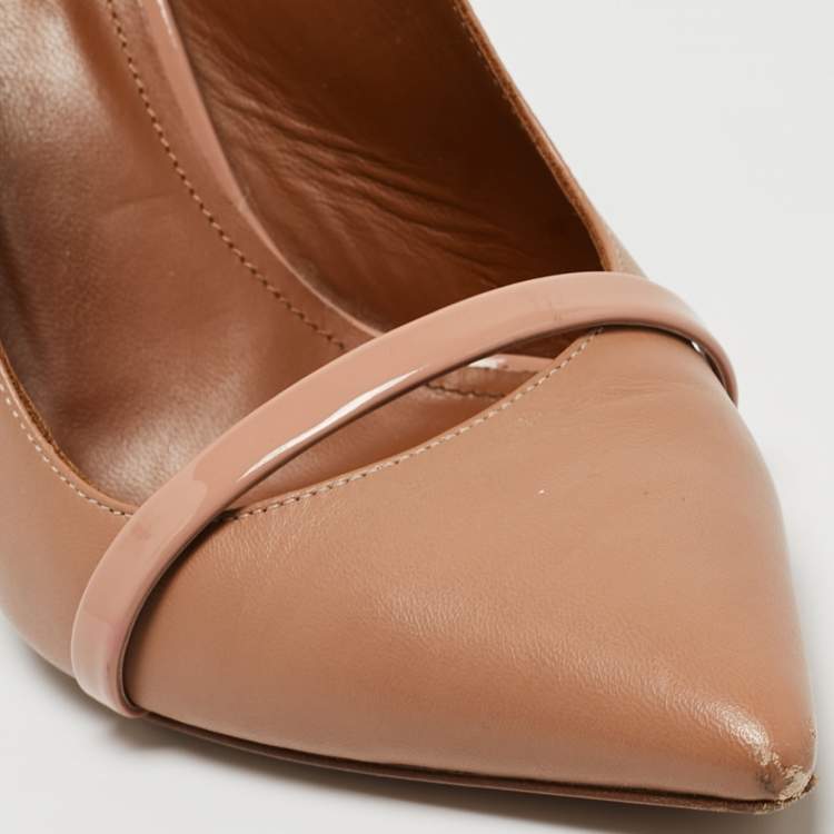 Pre Owned Malone Souliers Nude Leather Maureen Slingback Pumps Size 39