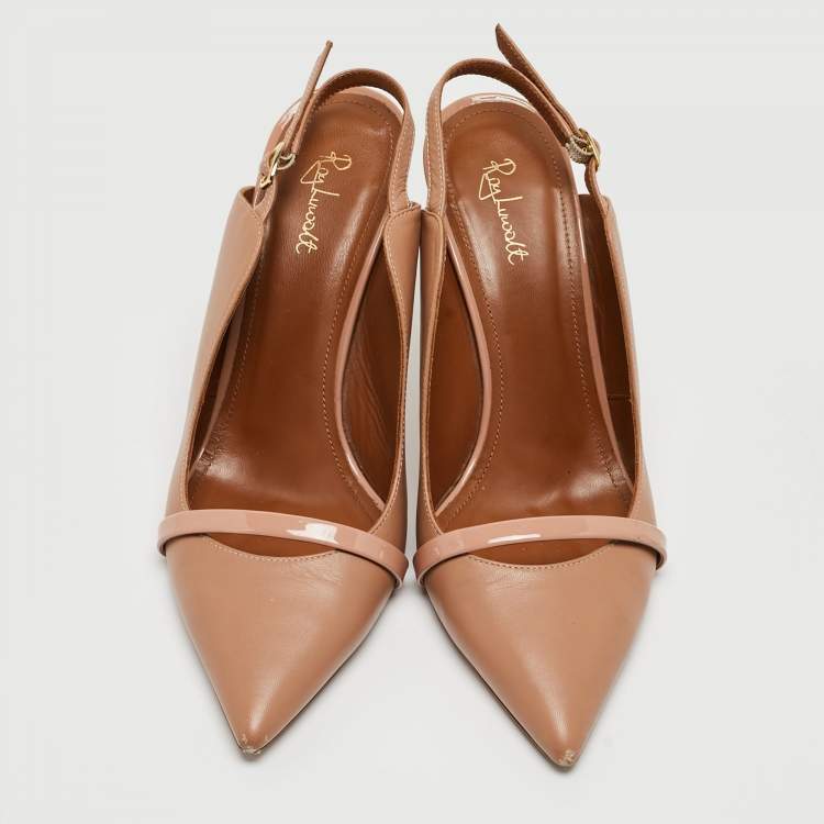 Pre Owned Malone Souliers Nude Leather Maureen Slingback Pumps Size 39