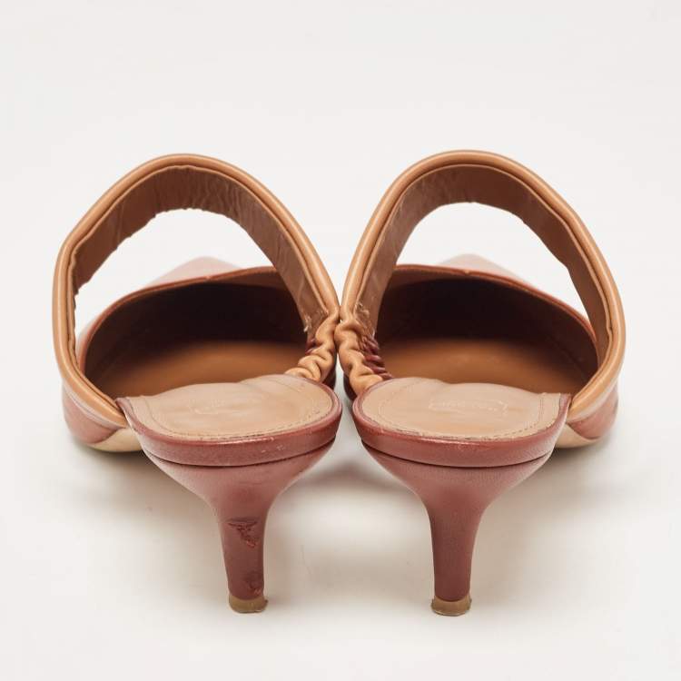 Pre Owned Malone Souliers Brown Leather Maisie Pointed Toe Slide Sandals Size 41