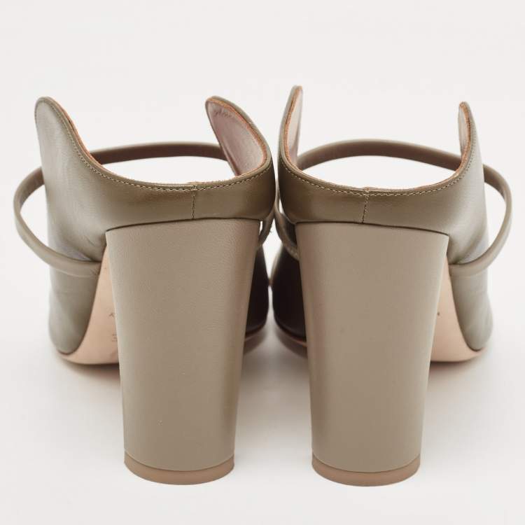 Pre Owned Malone Souliers Olive Green Leather Norah Mules Size 40