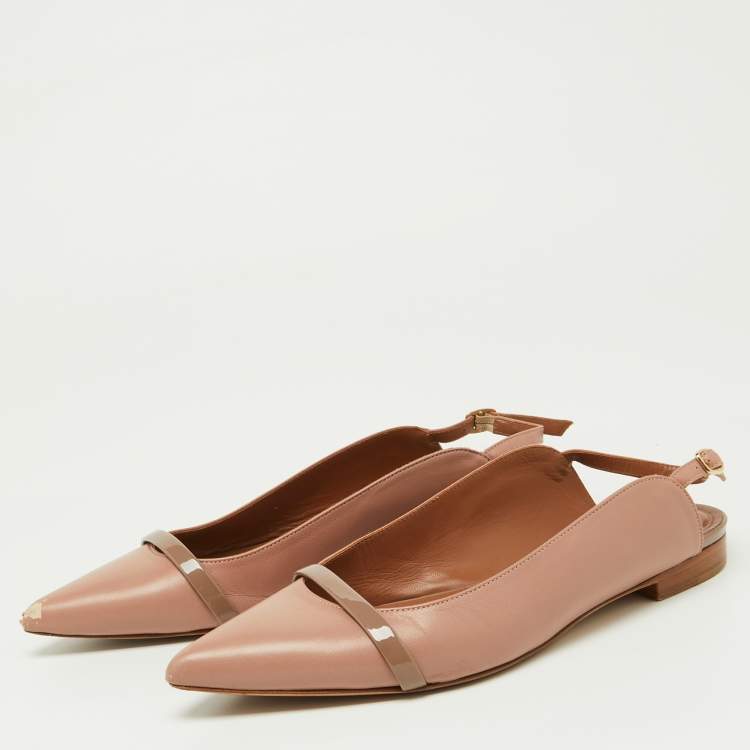 Pre Owned Malone Souliers Old Rose Leather Pointed Toe Mules Size 38