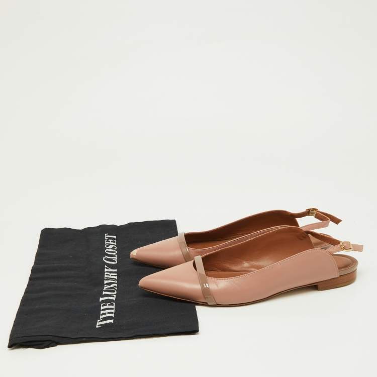 Pre Owned Malone Souliers Old Rose Leather Pointed Toe Mules Size 38