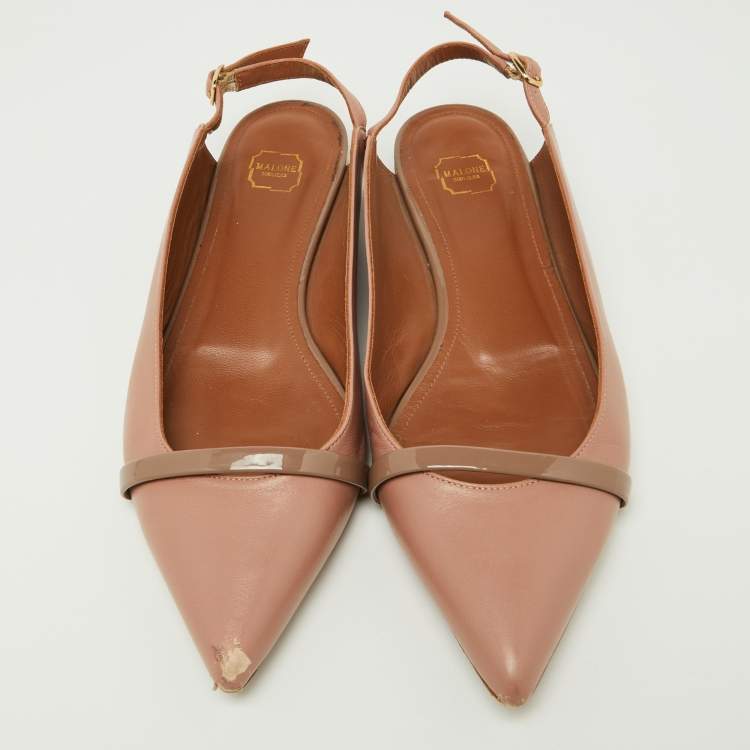 Pre Owned Malone Souliers Old Rose Leather Pointed Toe Mules Size 38