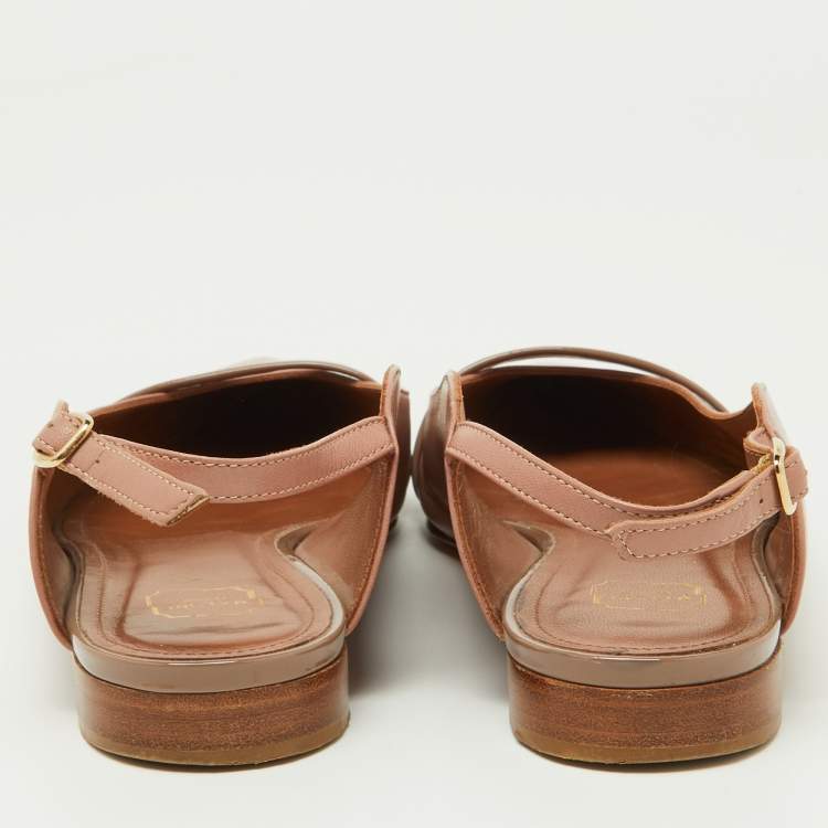Pre Owned Malone Souliers Old Rose Leather Pointed Toe Mules Size 38
