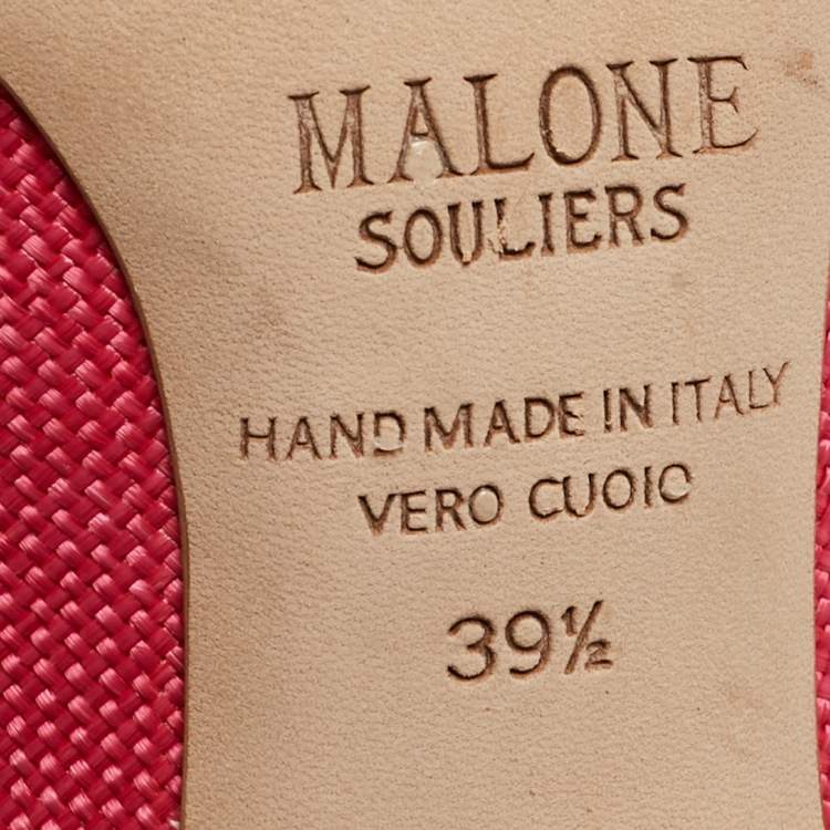 مملوكة مسبقًا Malone Souliers Pink Raffia Maureen Pumps Size 39.5