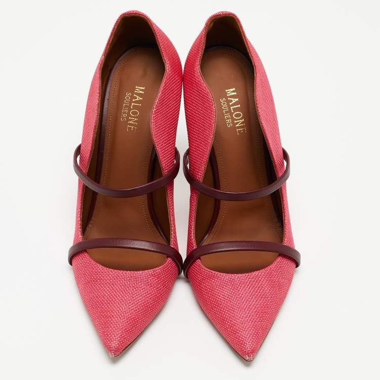 مملوكة مسبقًا Malone Souliers Pink Raffia Maureen Pumps Size 39.5