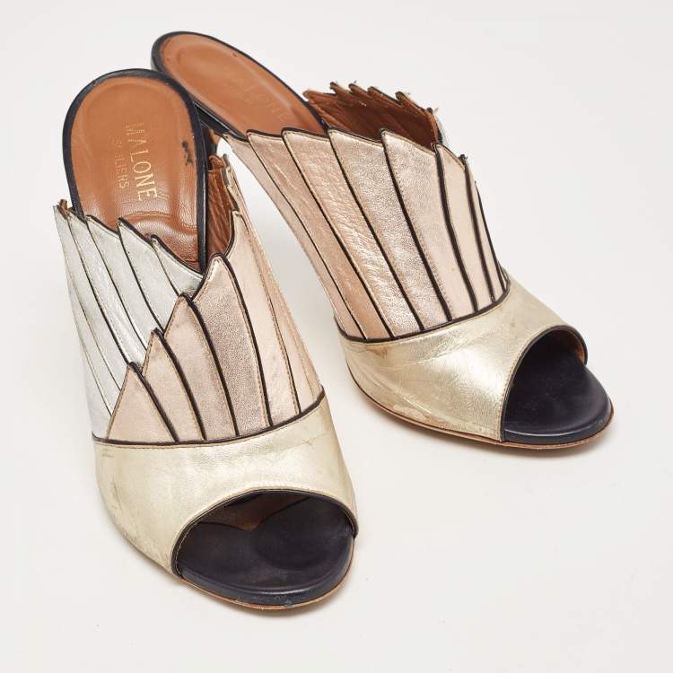 Pre Owned Malone Souliers Tricolor Leather Open Toe Mules Size 40