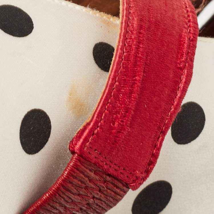 Pre Owned Malone Souliers Black/White Polka Dot Satin Maureen Mules Size 41