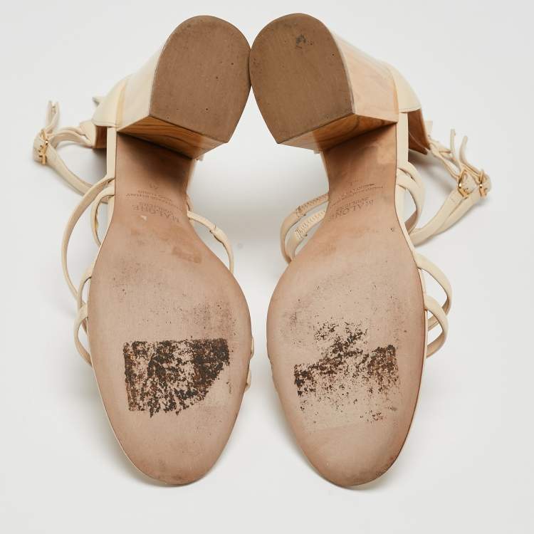 Pre Owned Malone Souliers Cream Leather Ankle Strap Sandals Size 41