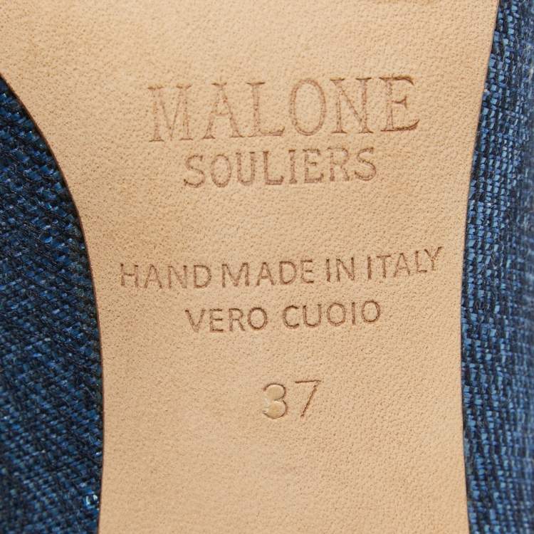 Pre Owned Malone Souliers Blue Canvas Slingback Pumps Size 37