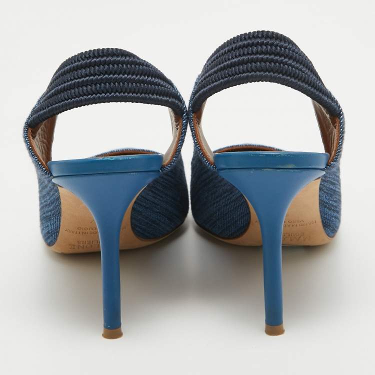 Pre Owned Malone Souliers Blue Canvas Slingback Pumps Size 37