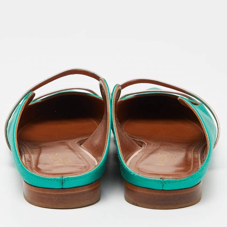 Pre Owned Malone Souliers Green Satin Maureen Flat Mules Size 39
