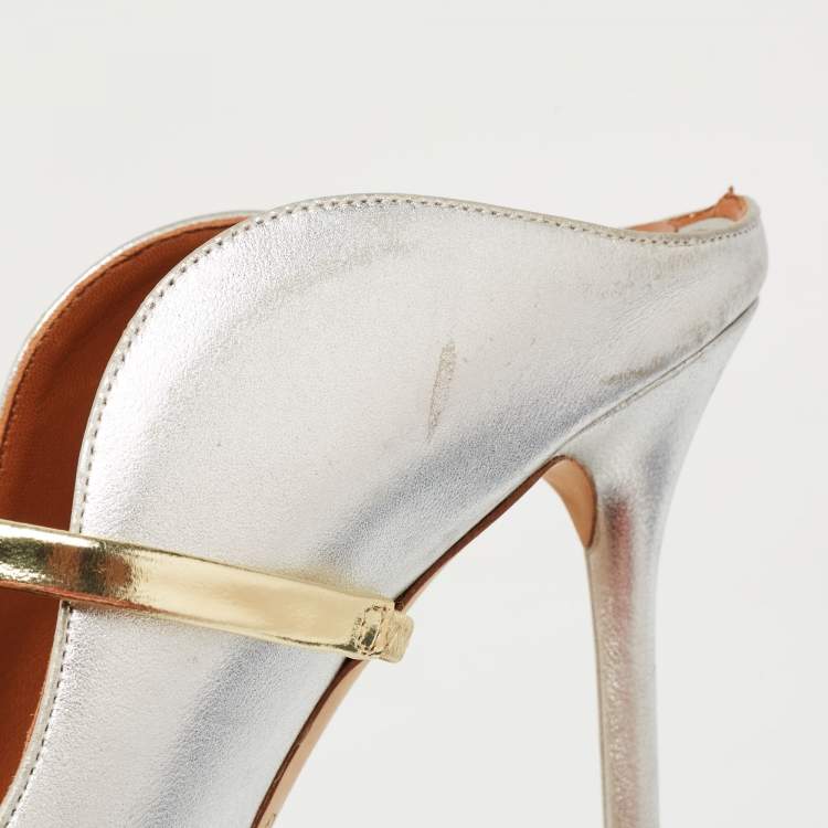 Pre Owned Malone Souliers Silver Leather Maureen  Pumps Size 40.5