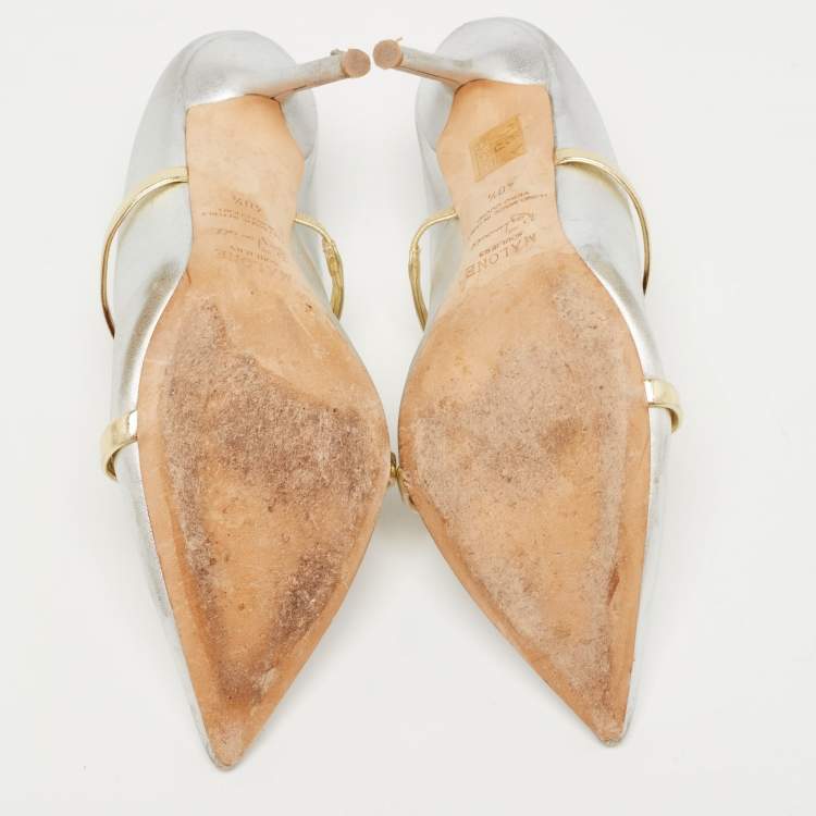 Pre Owned Malone Souliers Silver Leather Maureen  Pumps Size 40.5