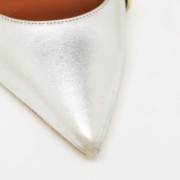 Pre Owned Malone Souliers Silver Leather Maureen  Pumps Size 40.5