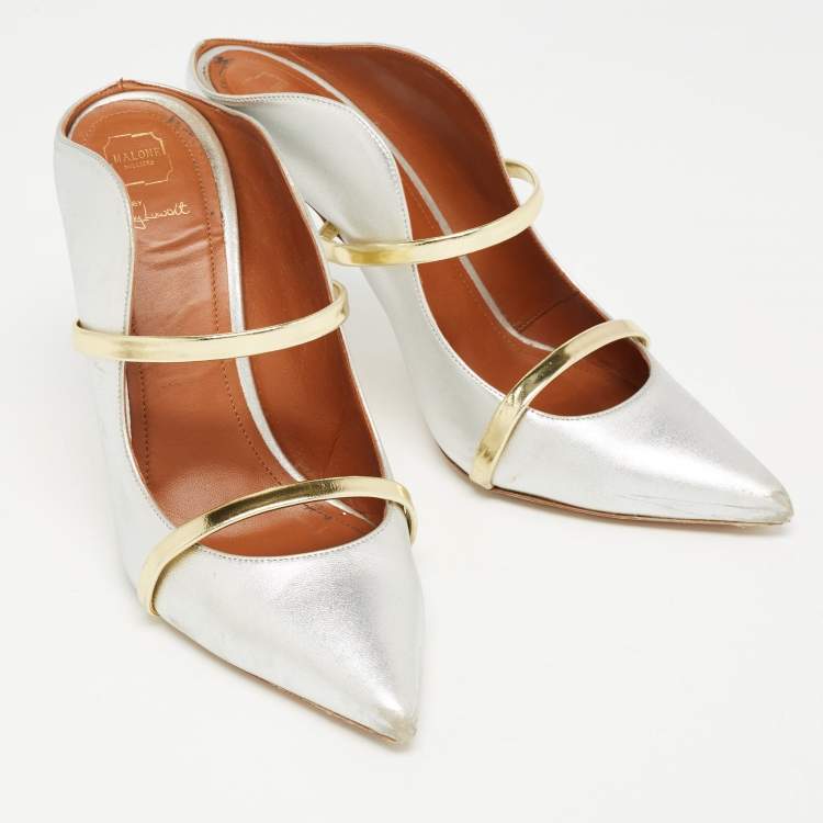 Pre Owned Malone Souliers Silver Leather Maureen  Pumps Size 40.5