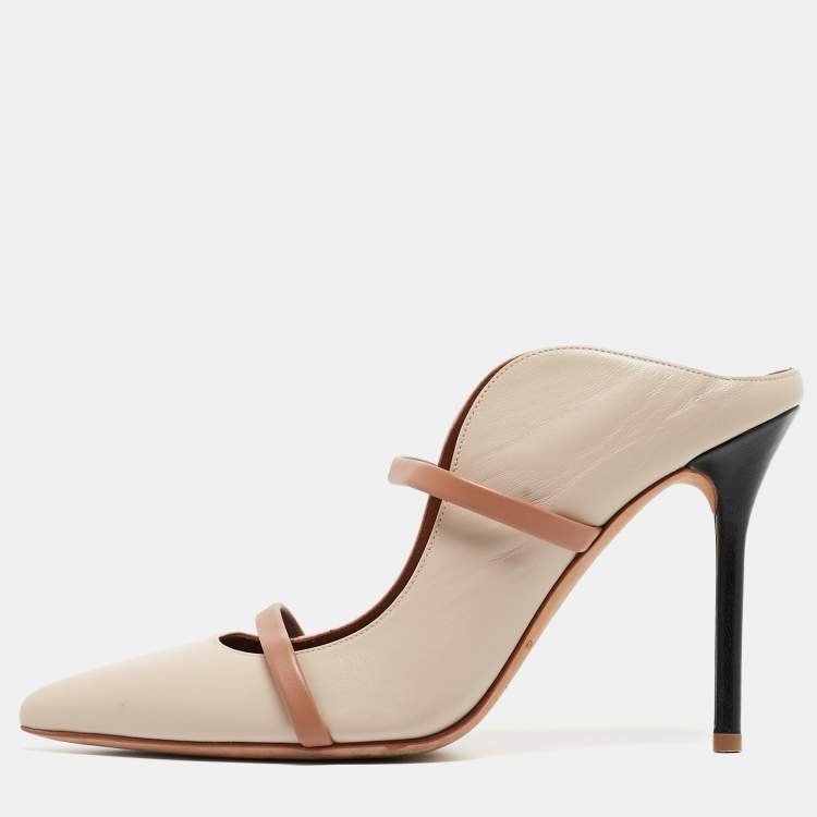 Pre Owned Malone Souliers Two Tone Leather Maureen Mules Size 37.5