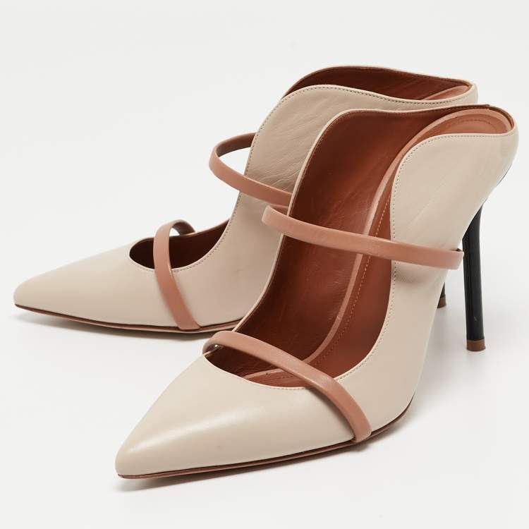 Pre Owned Malone Souliers Two Tone Leather Maureen Mules Size 37.5