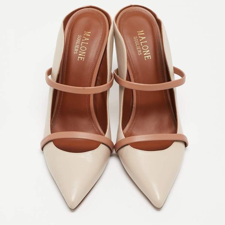 Pre Owned Malone Souliers Two Tone Leather Maureen Mules Size 37.5