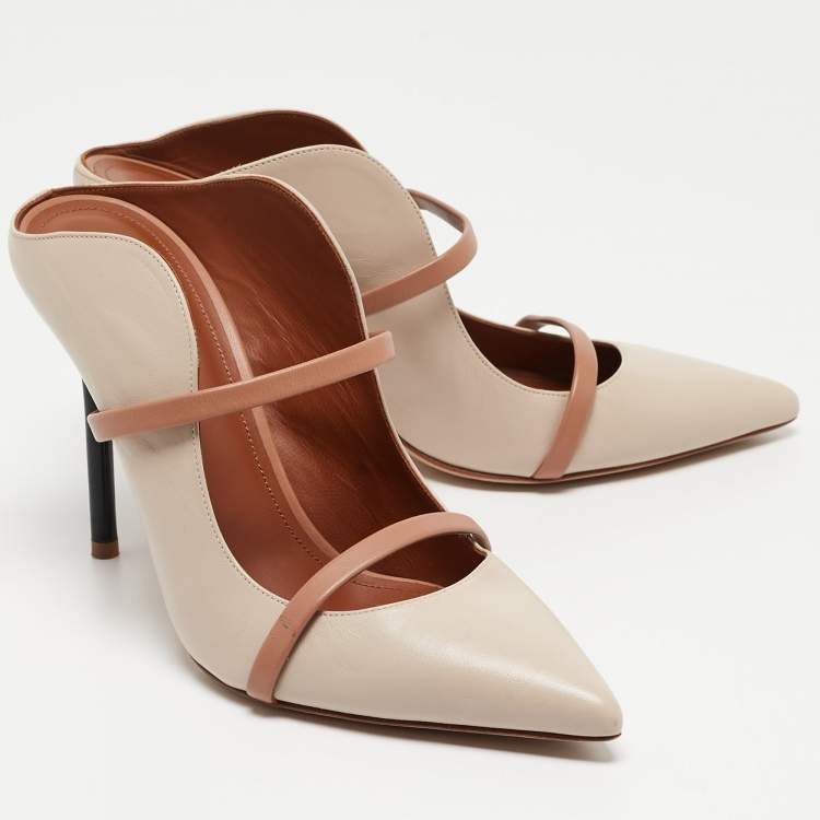 Pre Owned Malone Souliers Two Tone Leather Maureen Mules Size 37.5