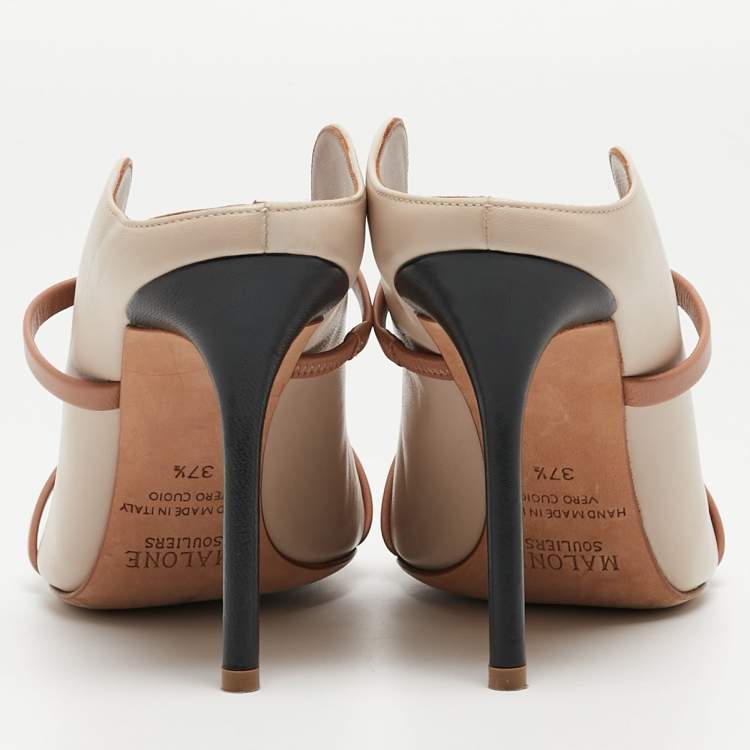 Pre Owned Malone Souliers Two Tone Leather Maureen Mules Size 37.5