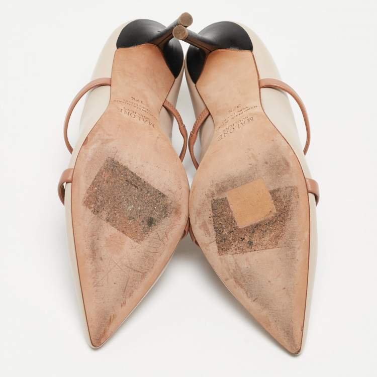 Pre Owned Malone Souliers Two Tone Leather Maureen Mules Size 37.5