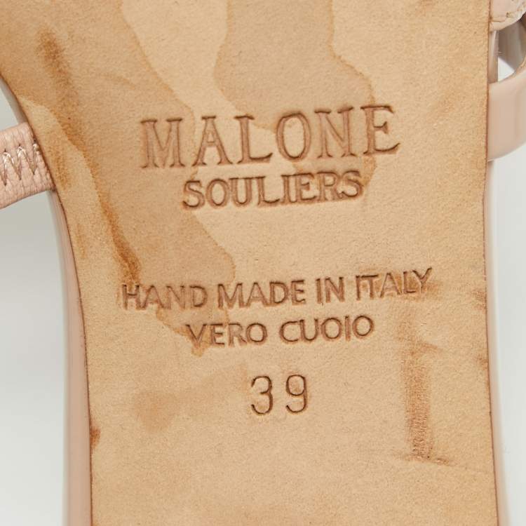 Pre Owned Malone Souliers  Beige Croc Embossed Leather Slides Size 39 